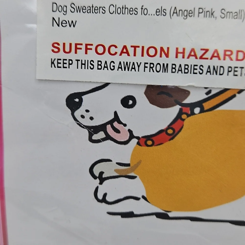 SEKUMDAN Dog Sweater Dog Clothes Dog Sweater Angel Pink Petcore Cute Cozy Size S